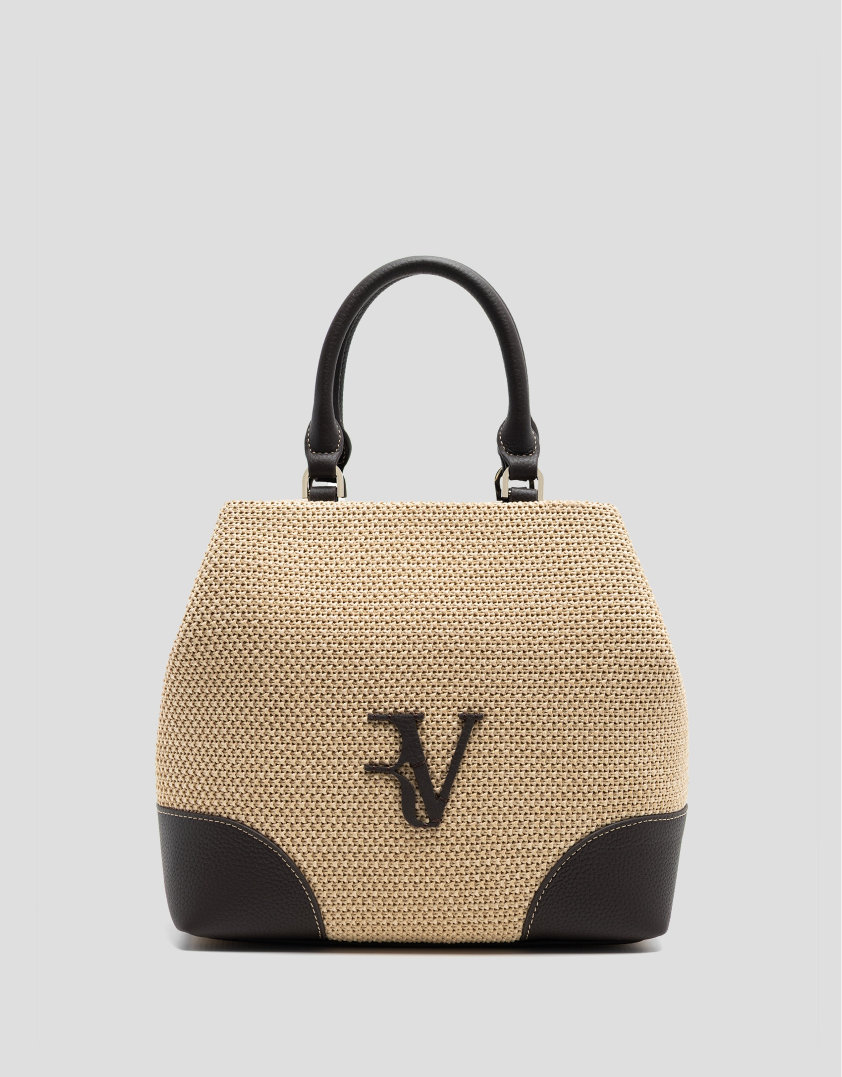 Bolso Vera Bucket beige y piel marrón - Mujer | Roberto Verino
