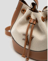 Bolso de hombro Iera Bucket lona y piel cámel | Roberto Verino
