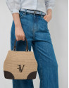 Vera Bucket bag in beige and brown leather | Roberto Verino