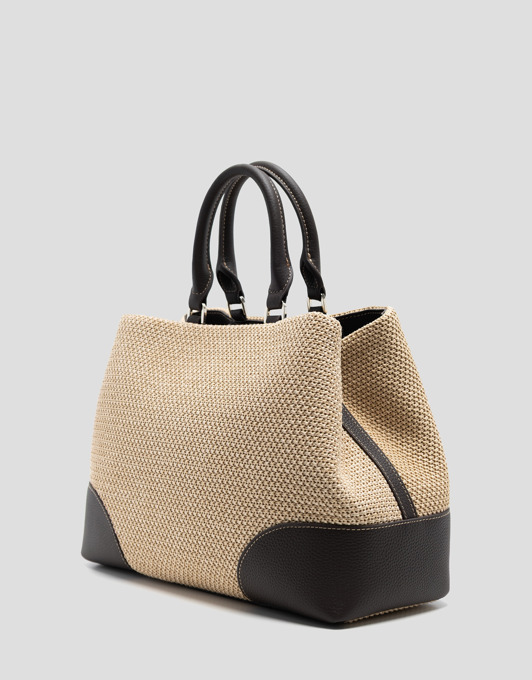 Vera Satchel bag in beige and brown leather | Roberto Verino