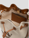 Bolso de hombro Iera Bucket lona y piel cámel | Roberto Verino