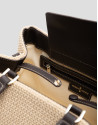 Bolso Vera Satchel beige y piel marrón - Mujer | Roberto Verino