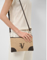 Bolso Vera Messenger beige y piel marrón | Roberto Verino