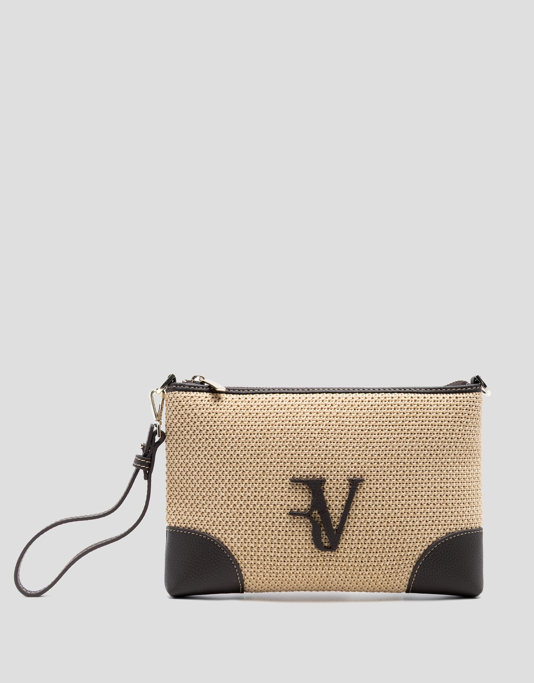 Bolso Vera Messenger beige y piel marrón | Roberto Verino
