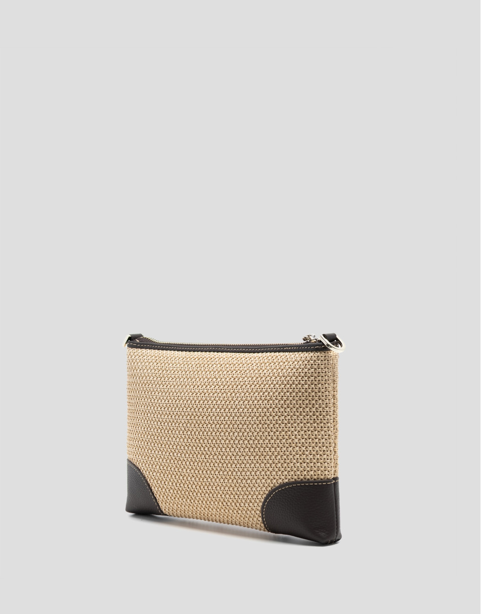 Bolso Vera Messenger beige y piel marrón | Roberto Verino