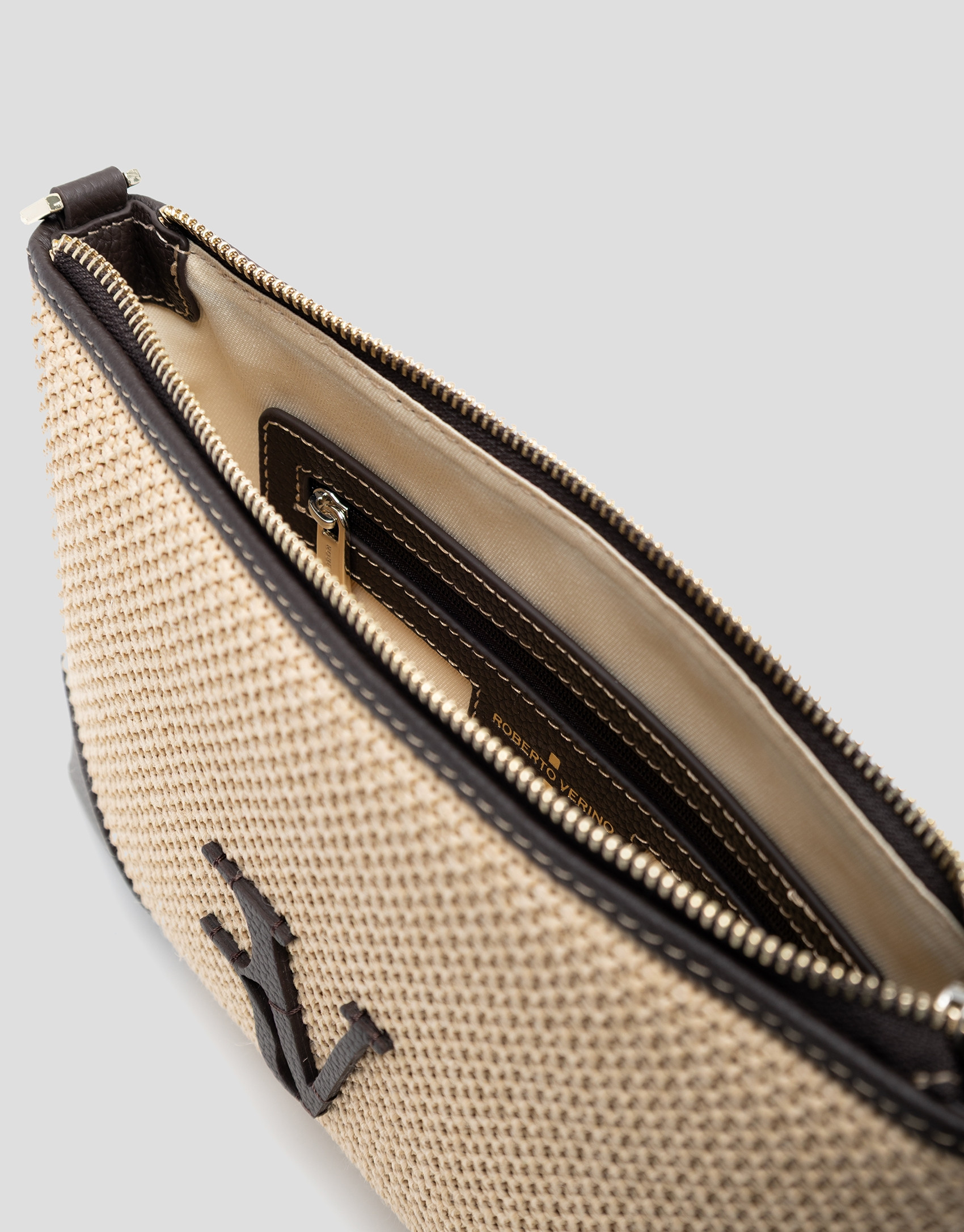 Vera Messenger bag in beige and brown leather | Roberto Verino