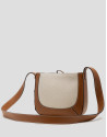 Bolso bandolera Iera Crossbag lona y piel cámel | Roberto Verino