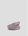 Metallic pink embossed leather belt - Woman | Roberto Verino