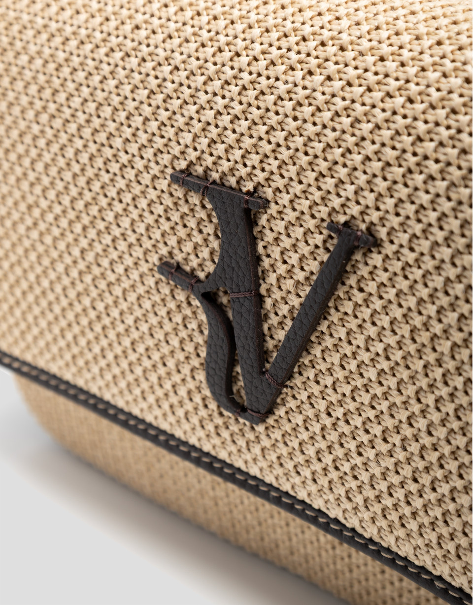 Bolso Vera Crossbag beige y piel marrón | Roberto Verino