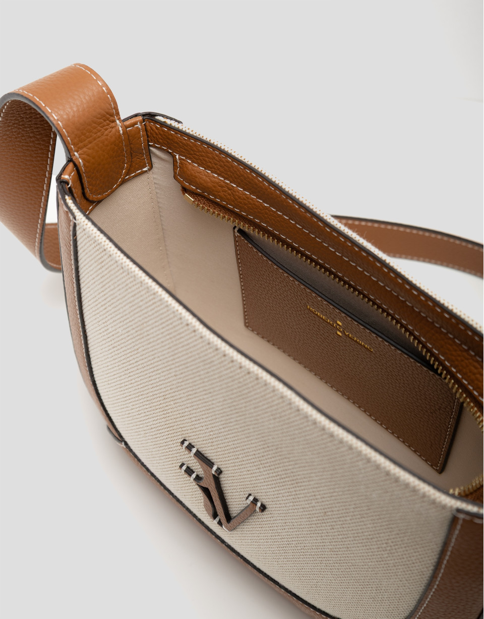 Iera Crossbag shoulder bag in canvas and ... | Roberto Verino