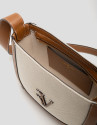 Bolso bandolera Iera Crossbag lona y piel cámel | Roberto Verino