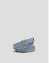 Light blue metallic embossed leather belt | Roberto Verino
