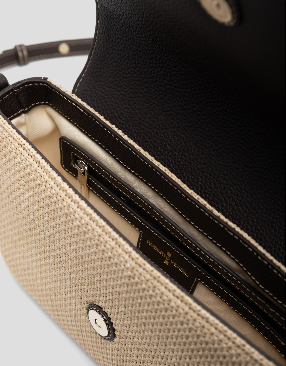 Bolso Vera Crossbag beige y piel marrón | Roberto Verino