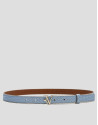 Light blue metallic embossed leather belt | Roberto Verino