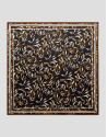 Black and camel silk scarf with plant print | Roberto Verino