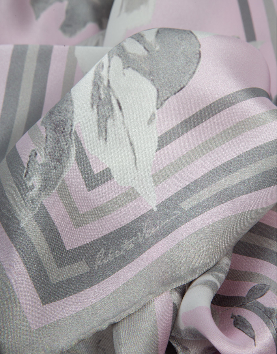 Pink floral print silk scarf - Woman - SS2026 | Roberto Verino