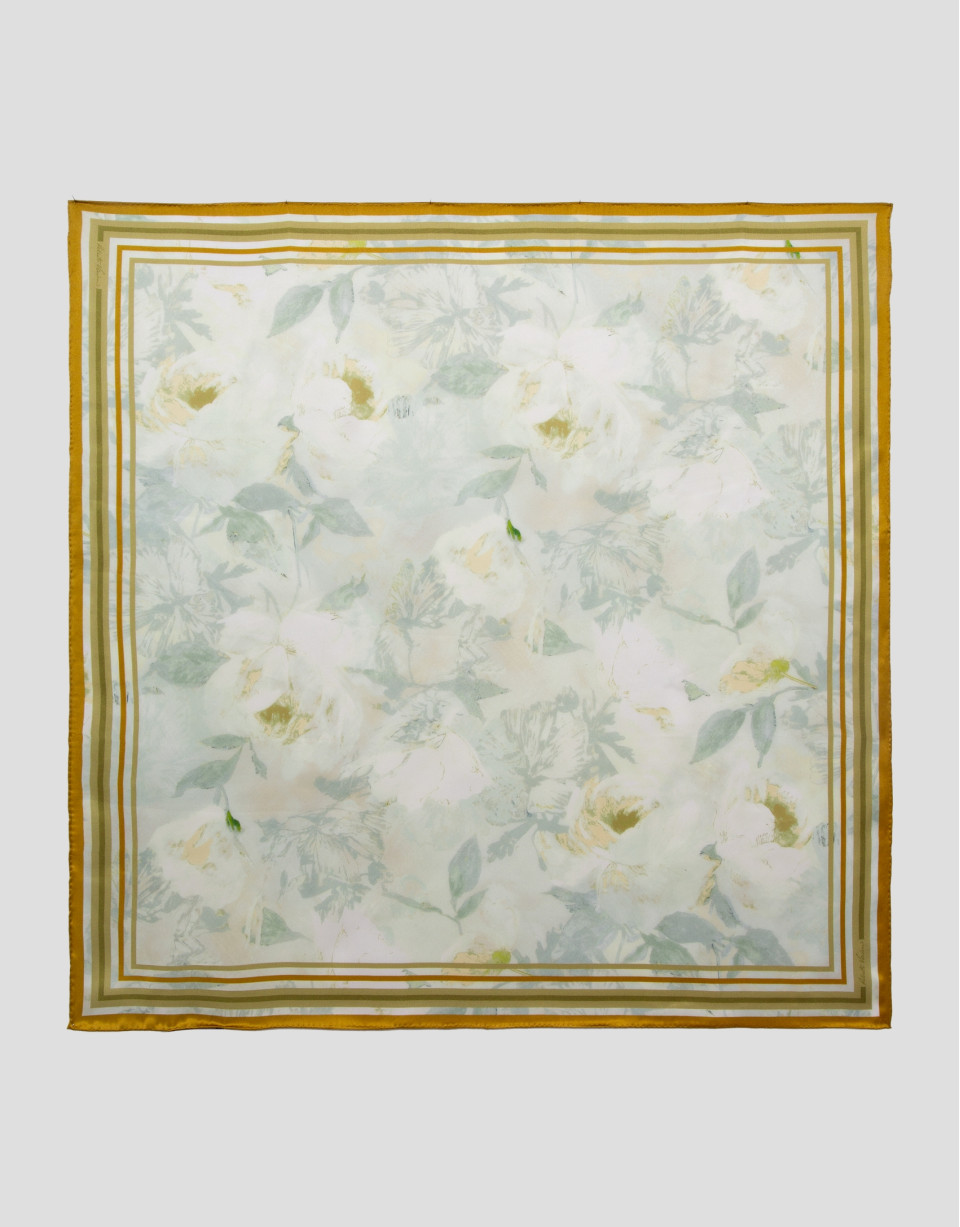 Green silk scarf with floral print - Woman | Roberto Verino