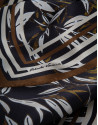 Black and camel silk scarf with plant print | Roberto Verino