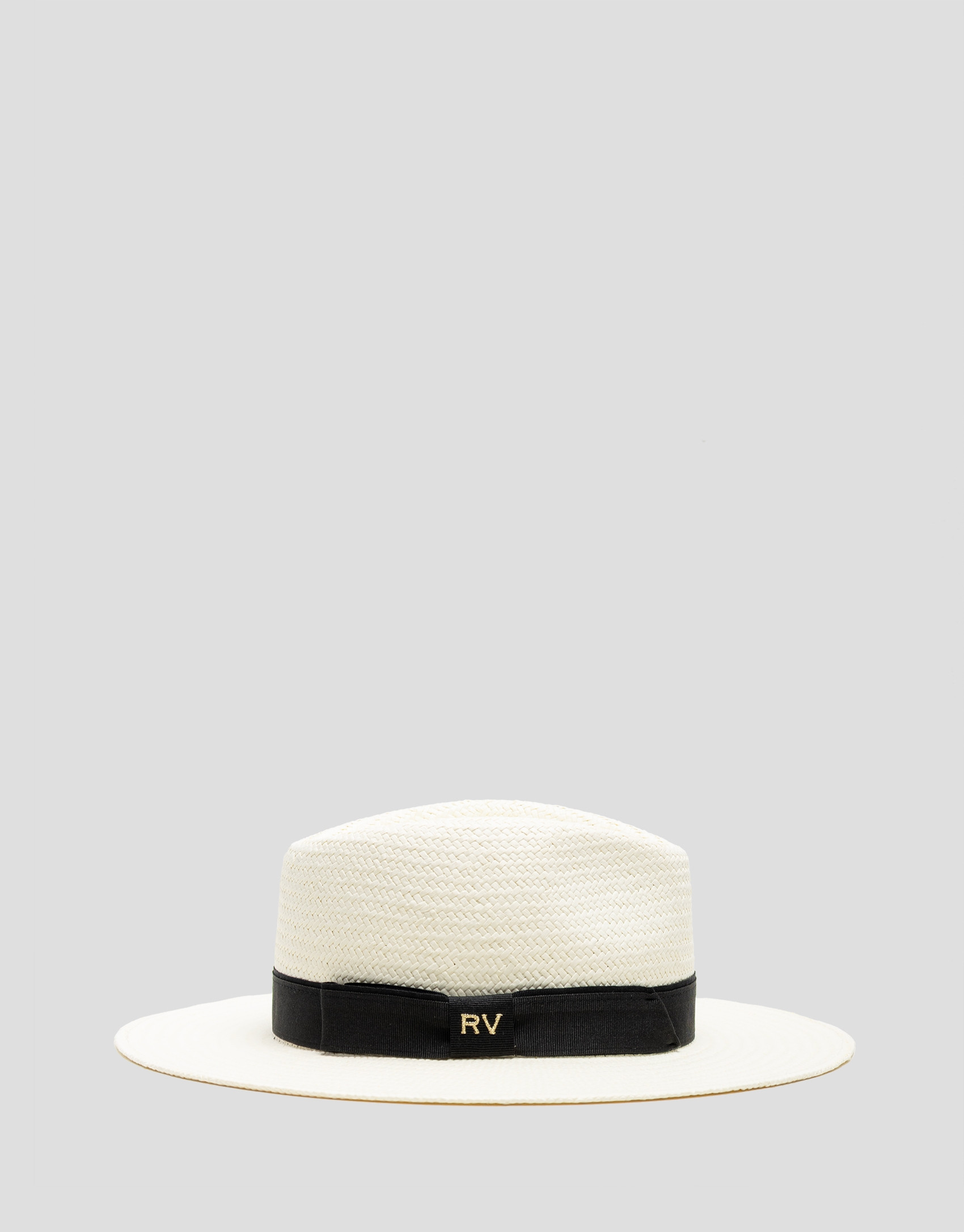 Ecru plant fibre hat with black band - Woman | Roberto Verino