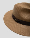 Toasted plant fibre hat with brown ribbon | Roberto Verino