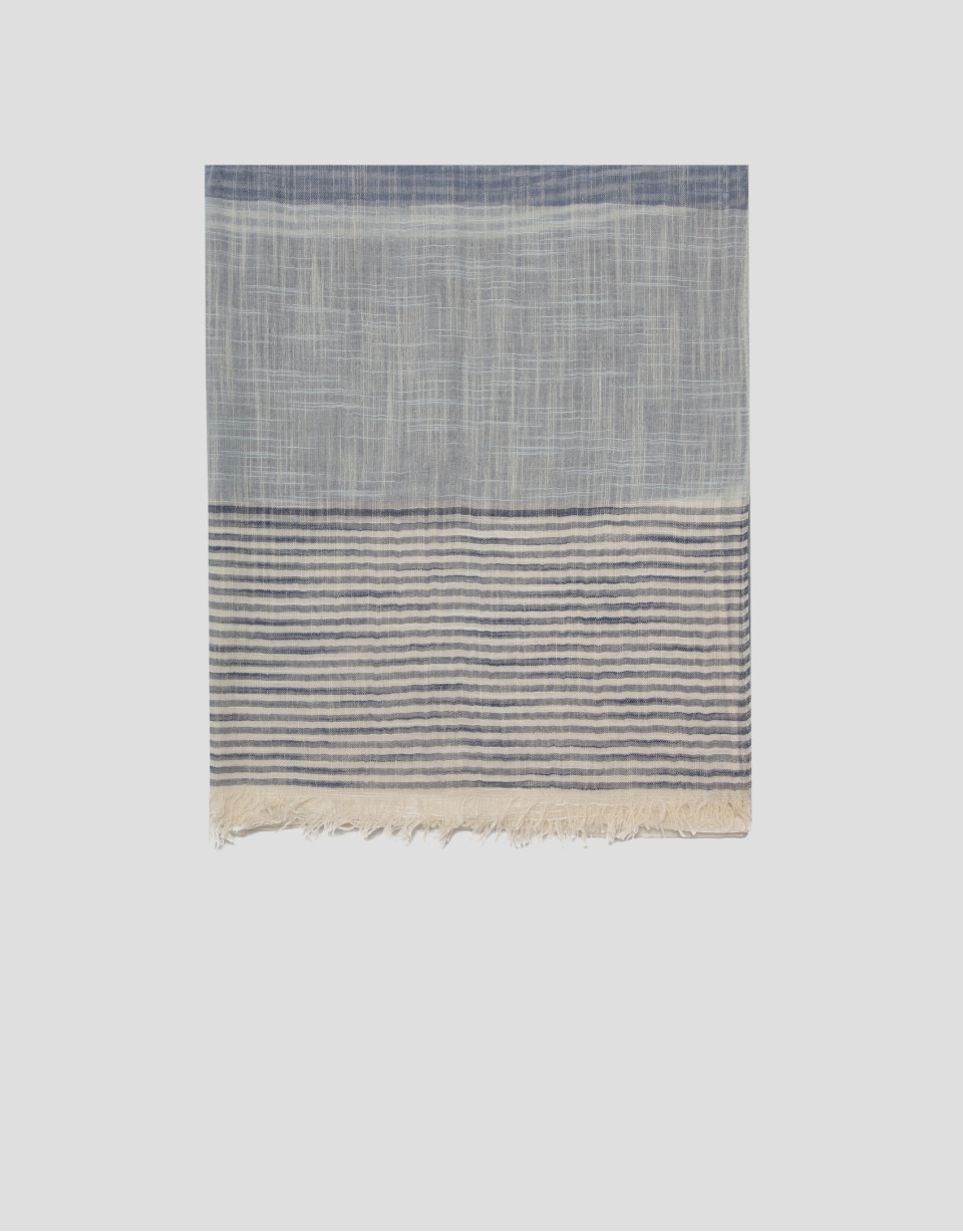 Ink blue and white striped scarf - Man - SS2026 | Roberto Verino