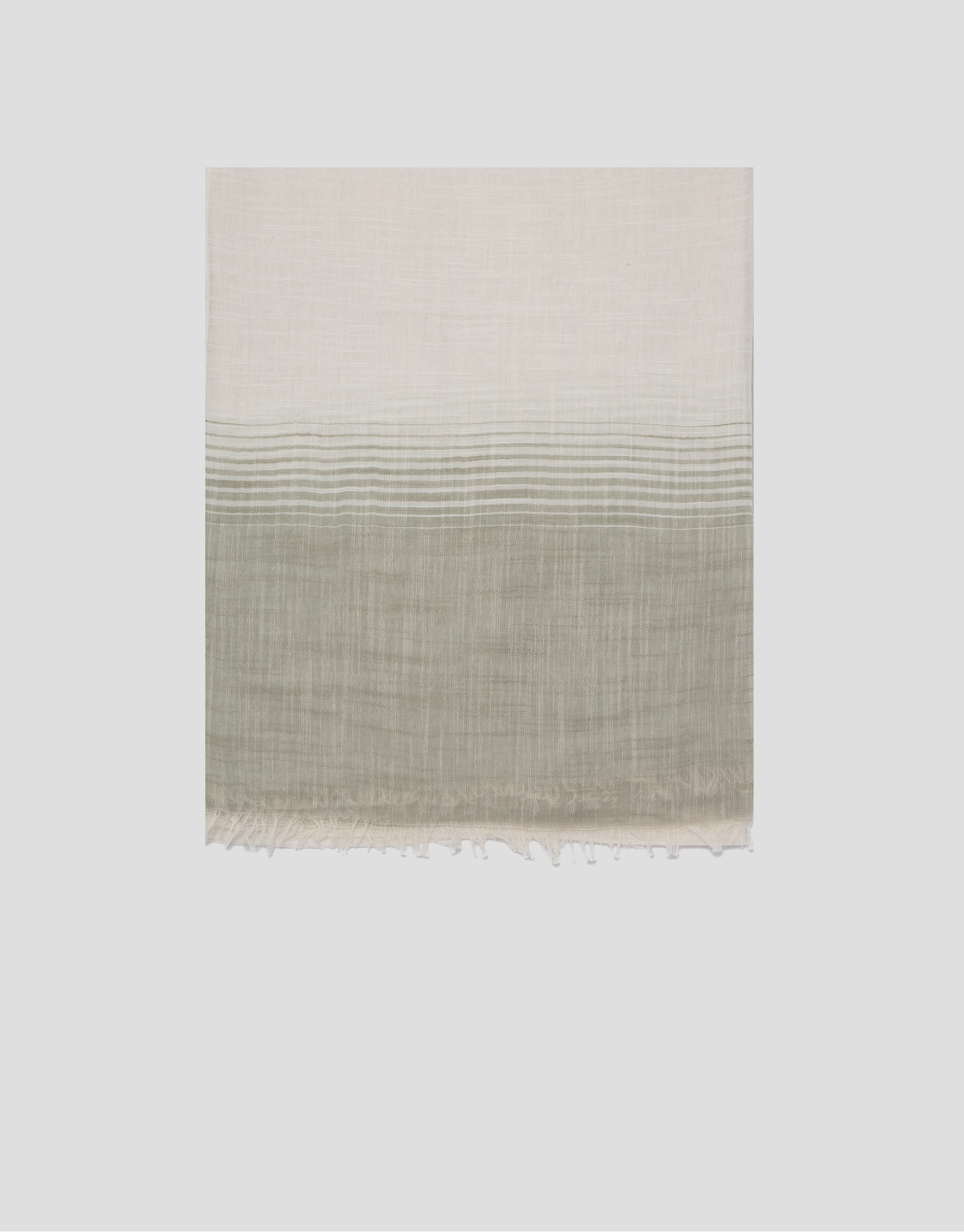 Khaki and ecru striped scarf - Man - SS2026 | Roberto Verino