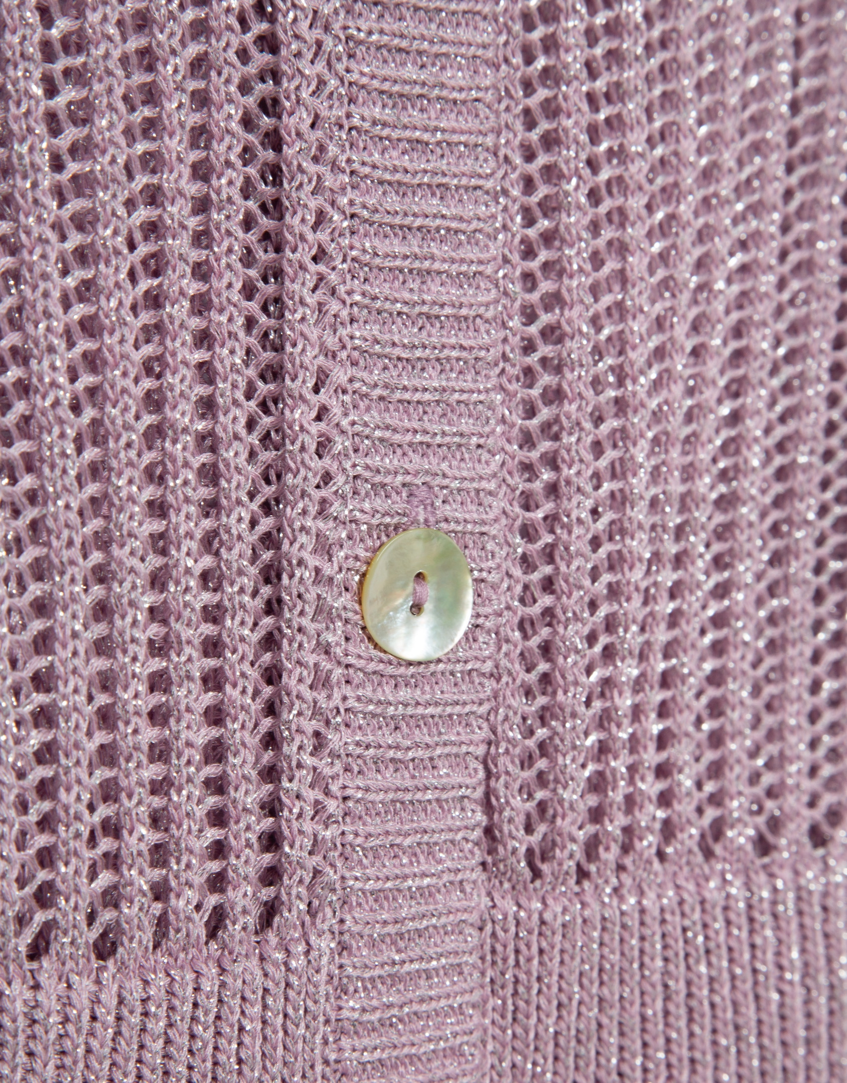 Short openwork knit cardigan with pink lurex | Roberto Verino