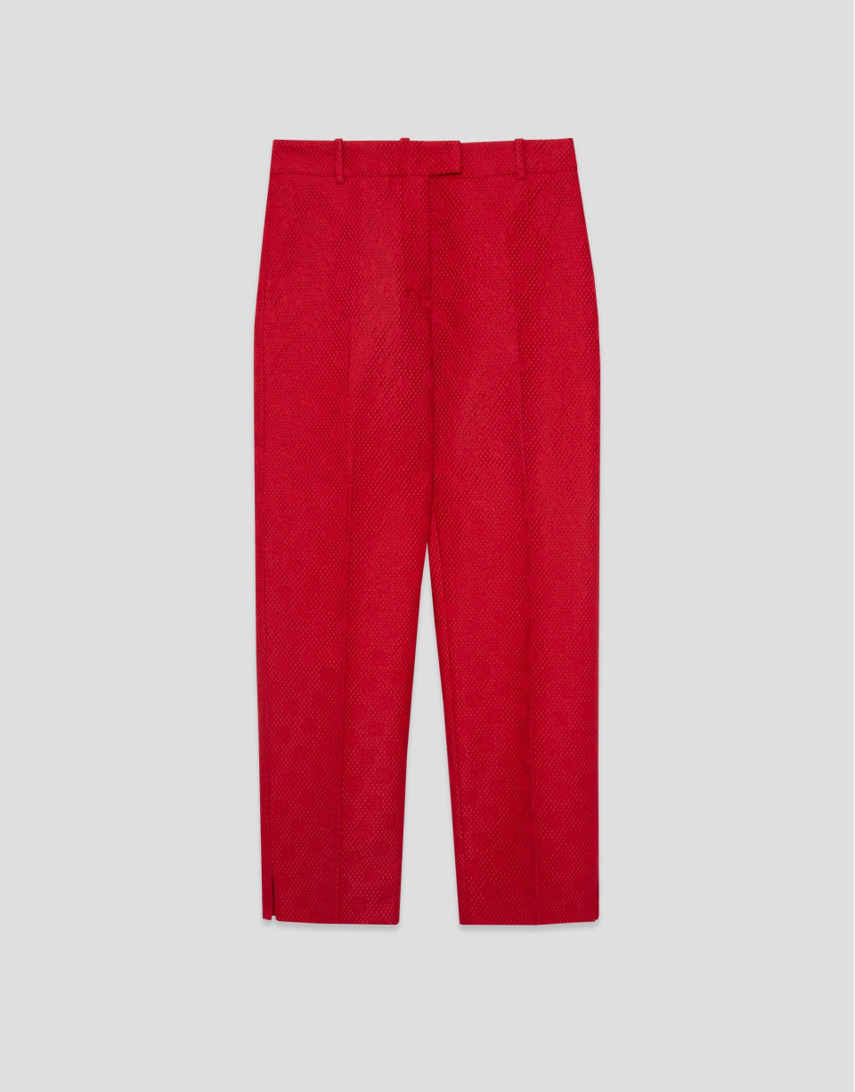 Pantalón recto piqué dibujo floral rojo | Roberto Verino