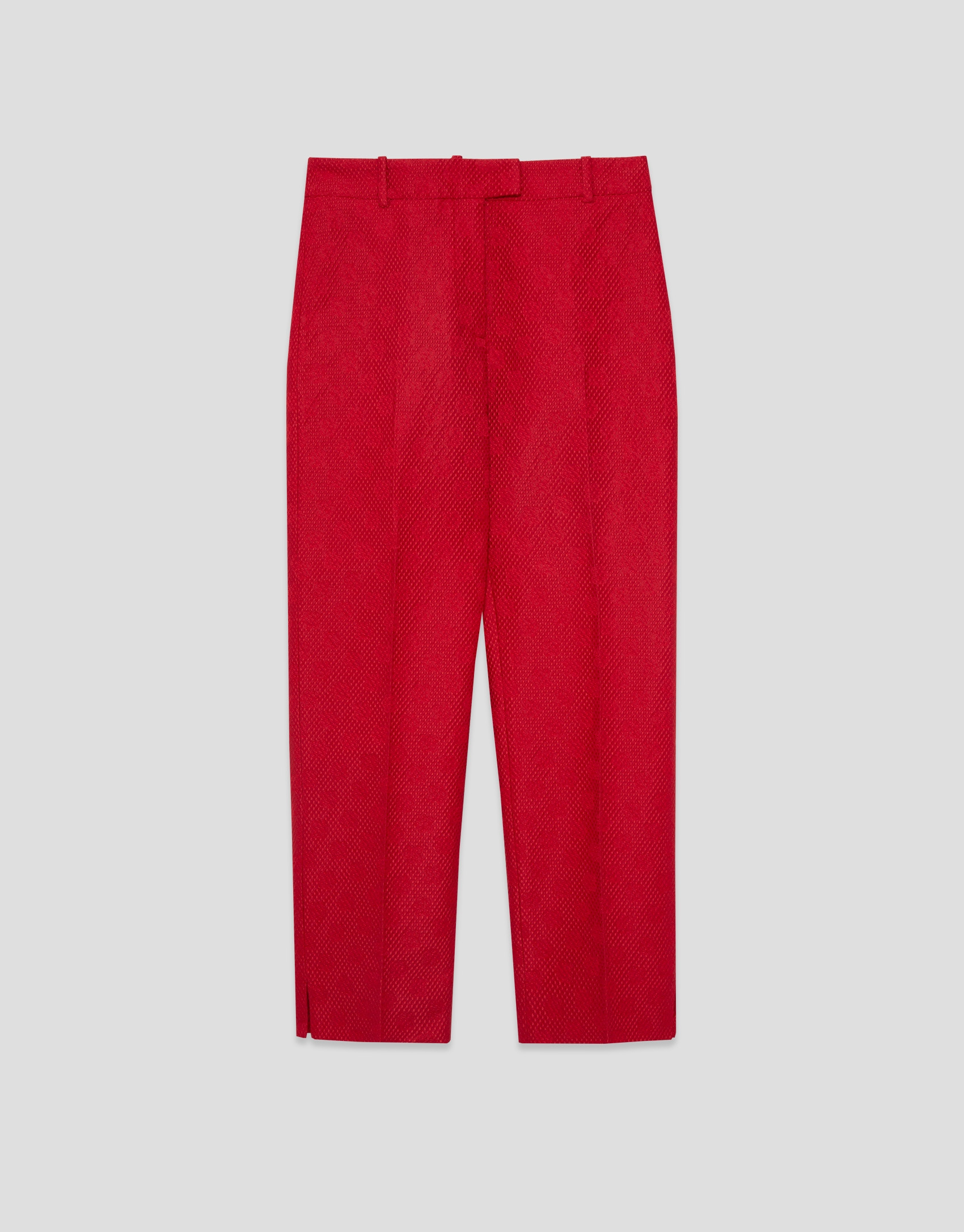 Straight-leg trousers in red floral piqué | Roberto Verino