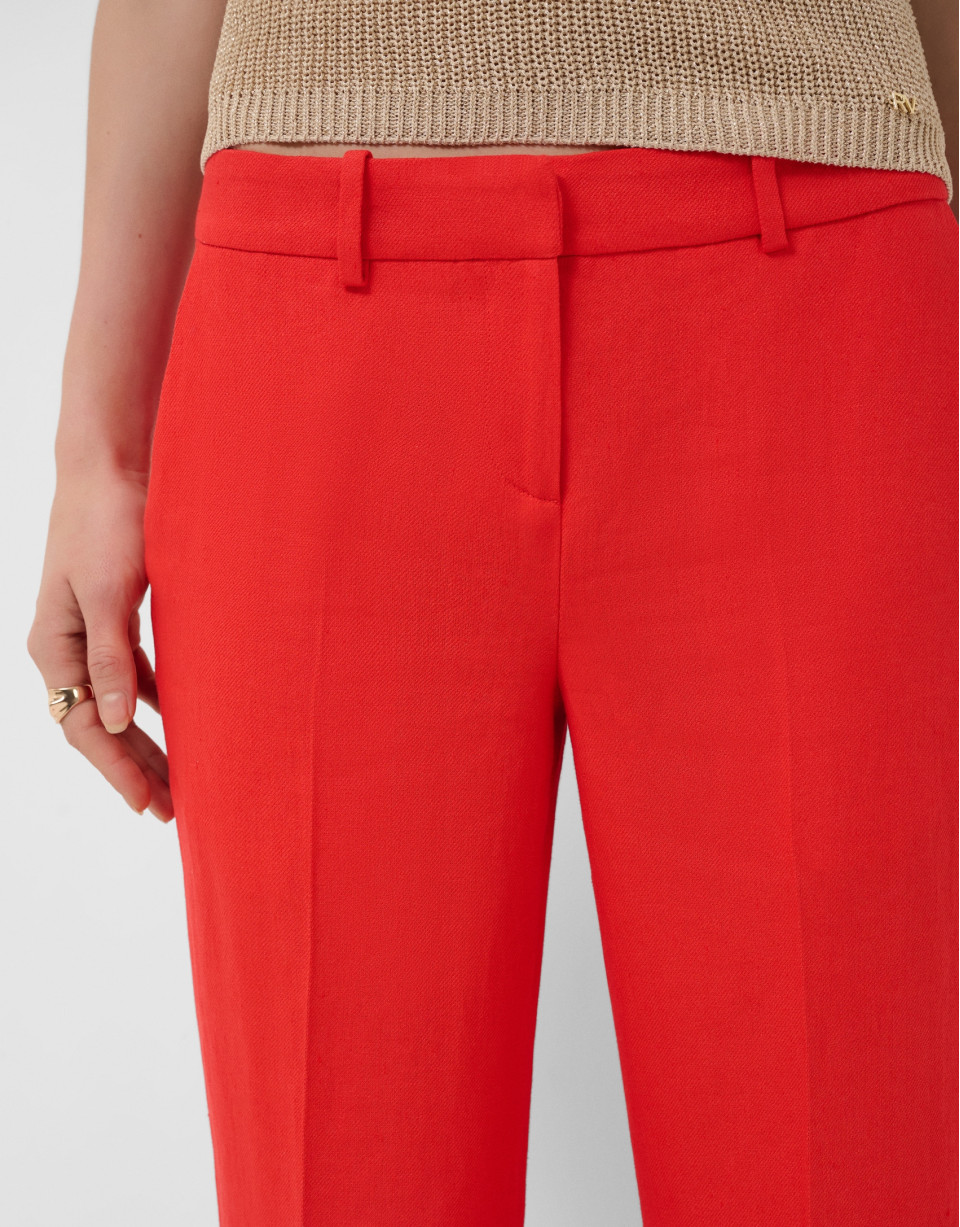 Pantalón recto mezcla lino rojo - Mujer | Roberto Verino