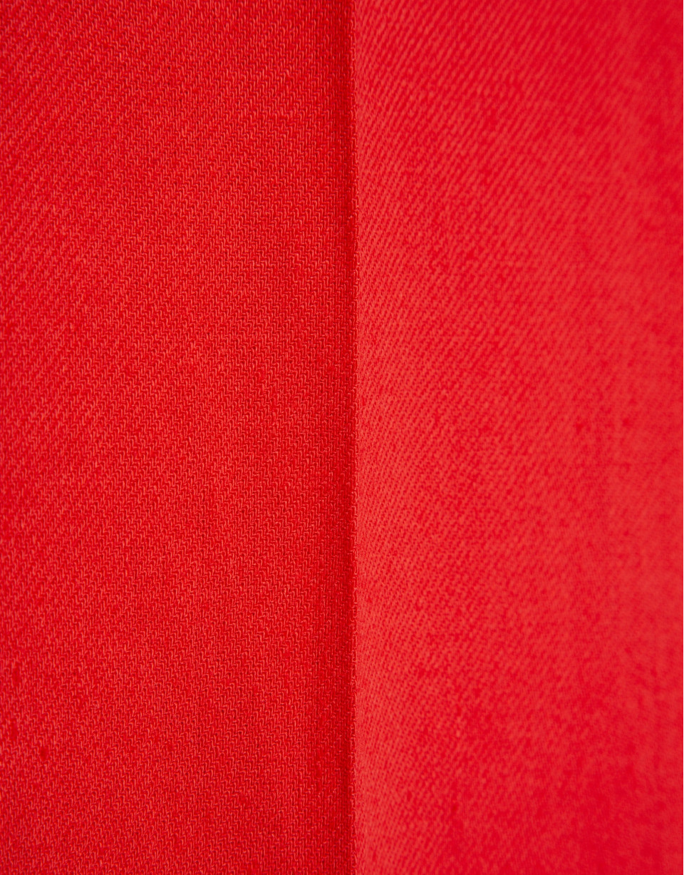 Pantalón recto mezcla lino rojo - Mujer | Roberto Verino