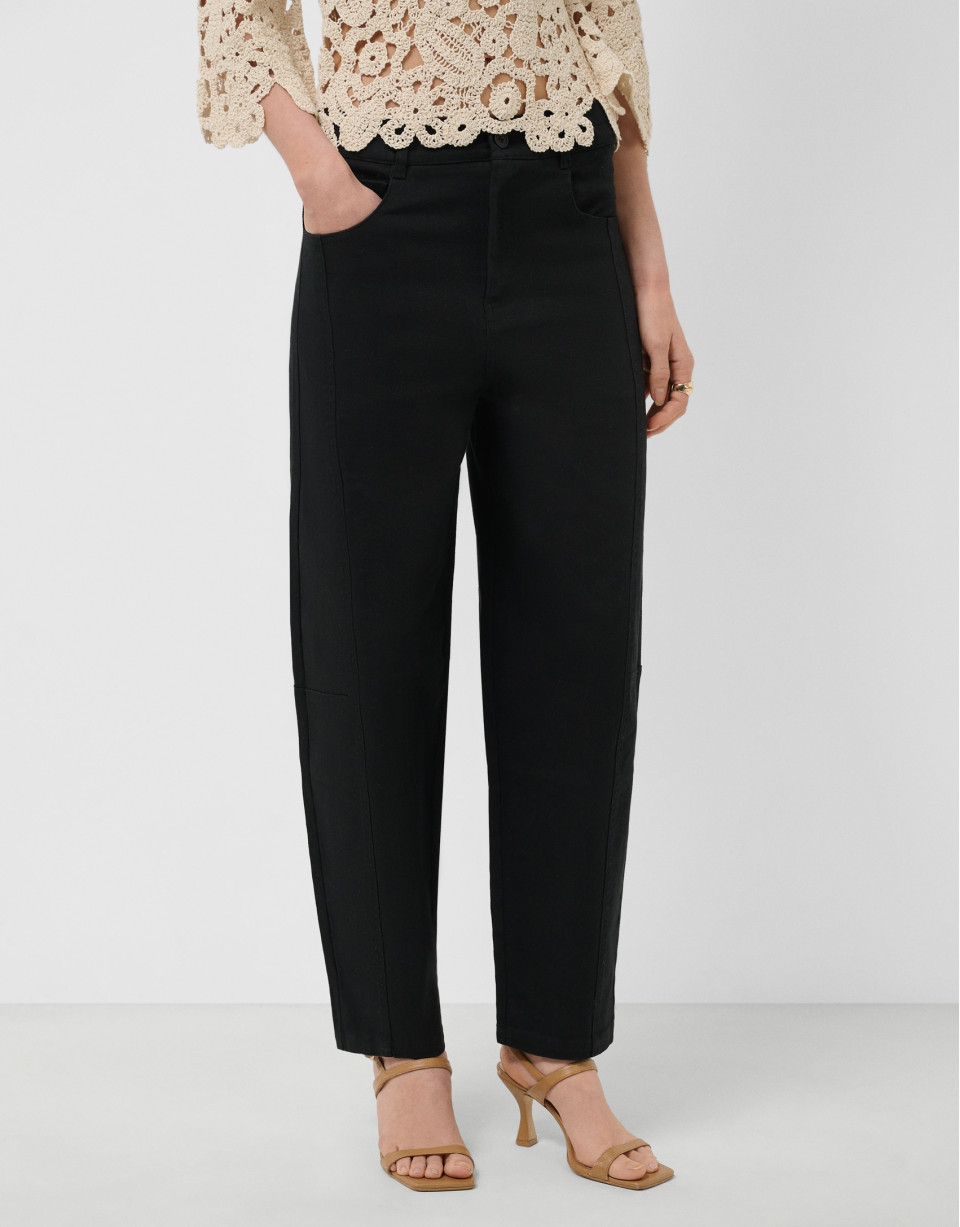 Black cotton balloon trousers - Woman - SS2026 | Roberto Verino