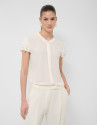 Blusa manga corta con volantes crudo - Mujer | Roberto Verino