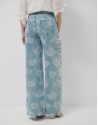 Pantalón vaquero ancho azul con jacquard y ... | Roberto Verino