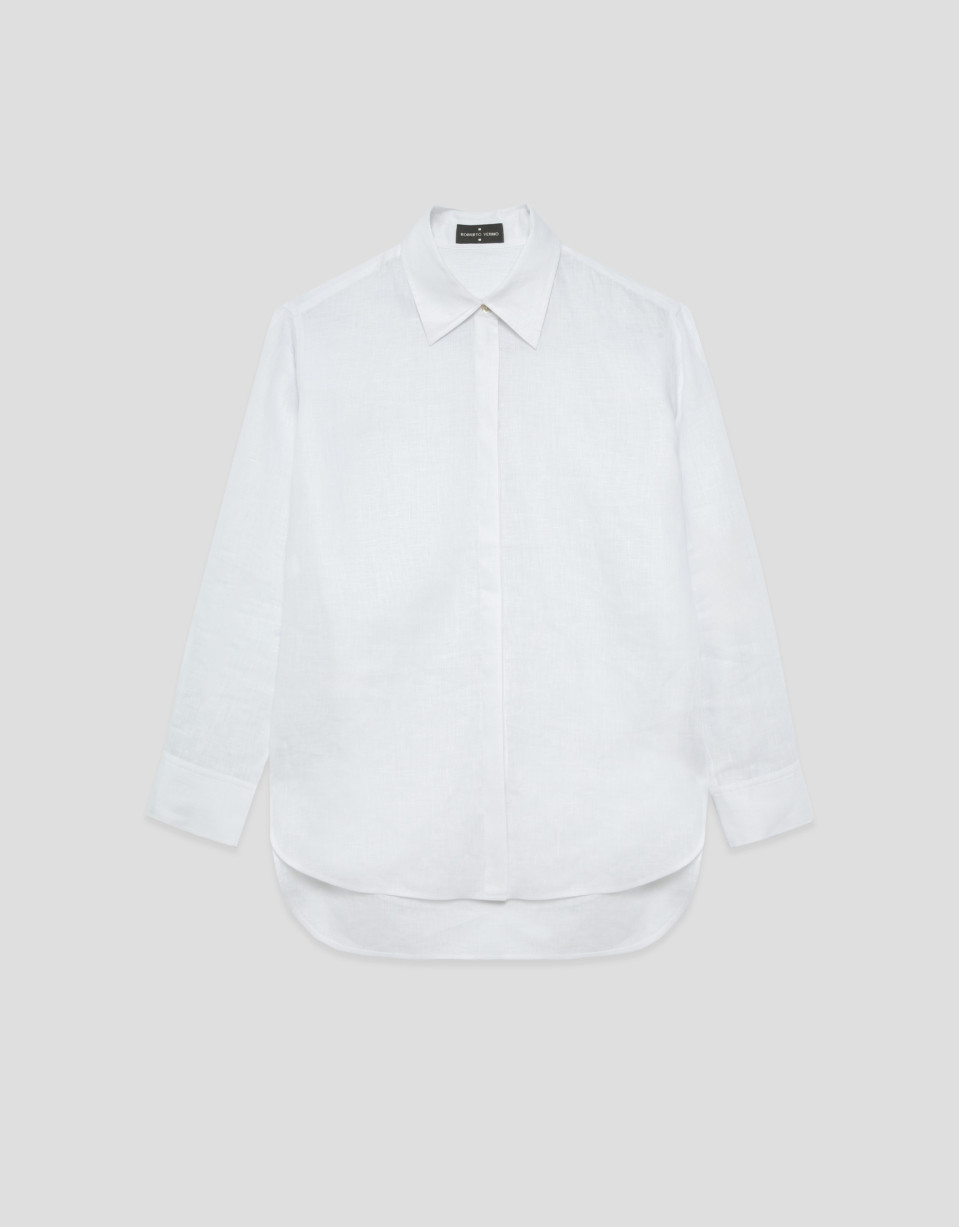 Camisa oversize lino blanca - Mujer - PV2026 | Roberto Verino
