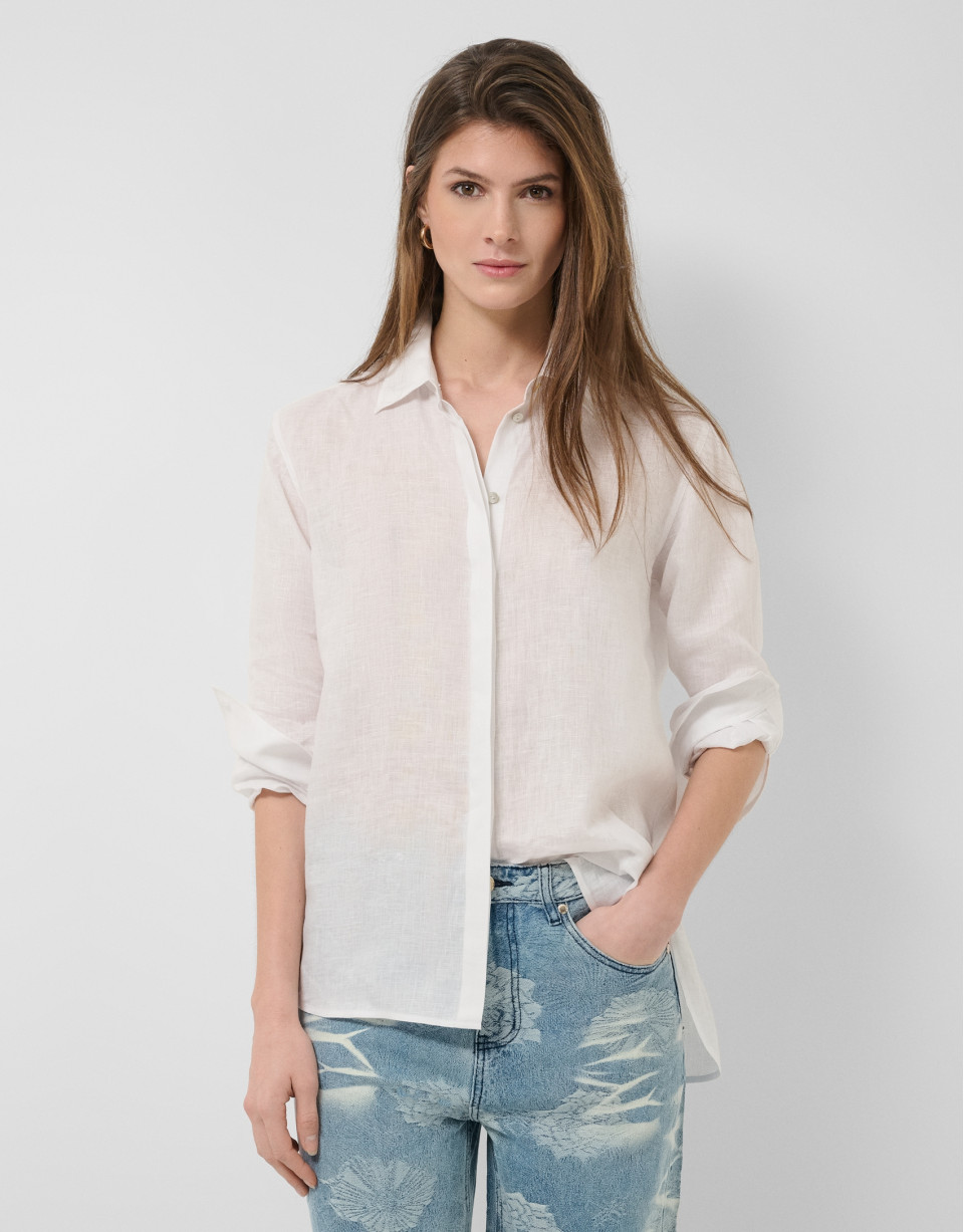 Oversized white linen shirt - Woman - SS2026 | Roberto Verino