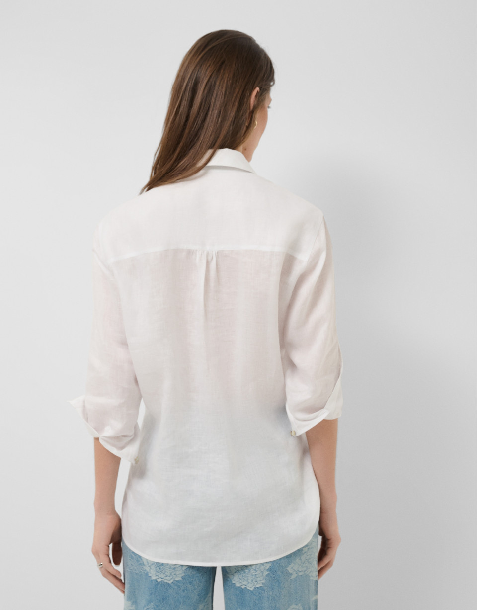 Camisa oversize lino blanca - Mujer - PV2026 | Roberto Verino