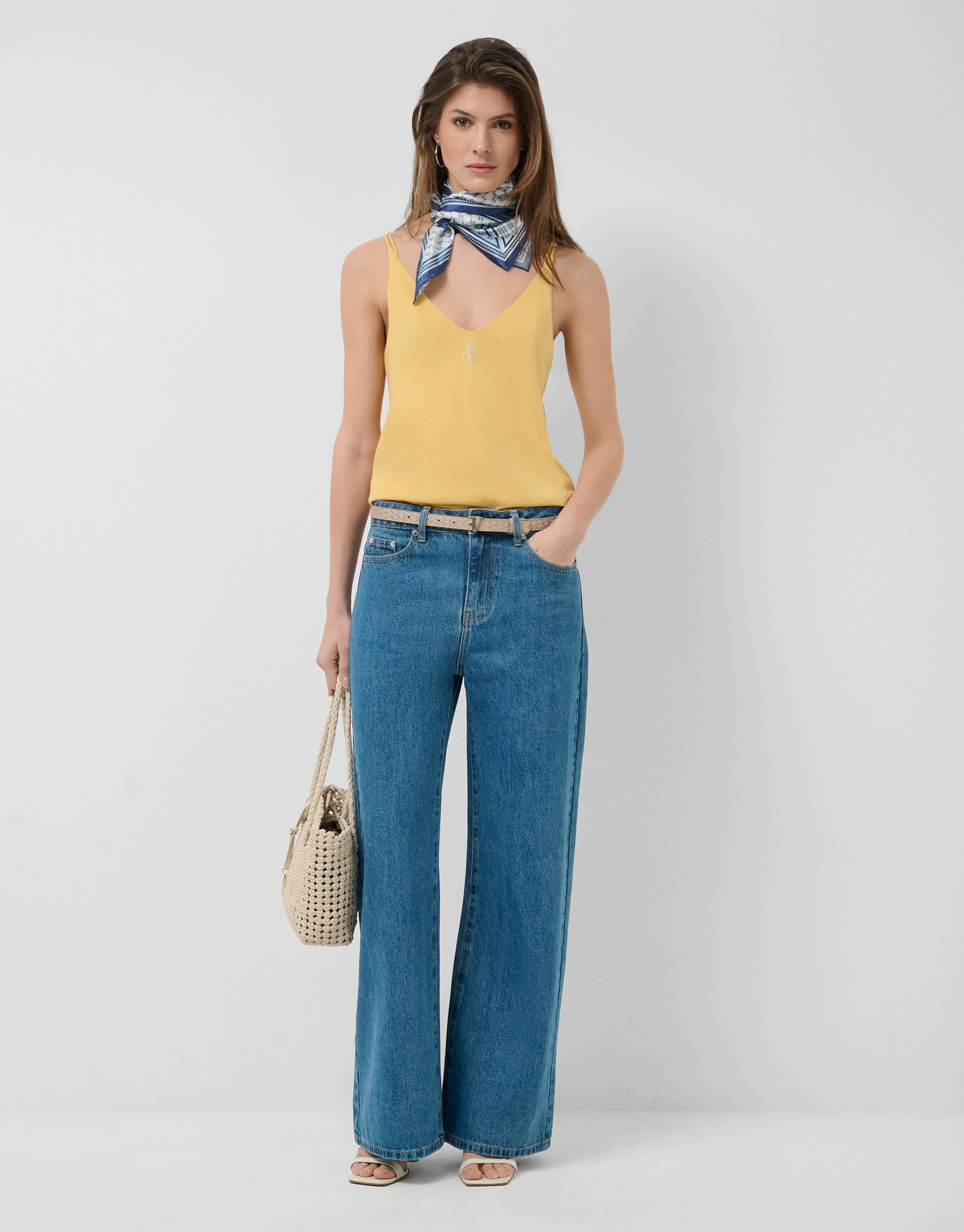 Yellow double strap T-shirt - Woman - SS2026 | Roberto Verino