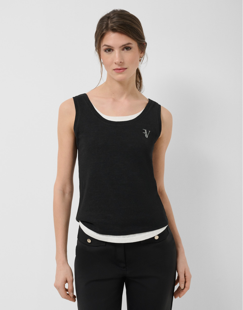 Black and white tank top - Woman - SS2026 | Roberto Verino