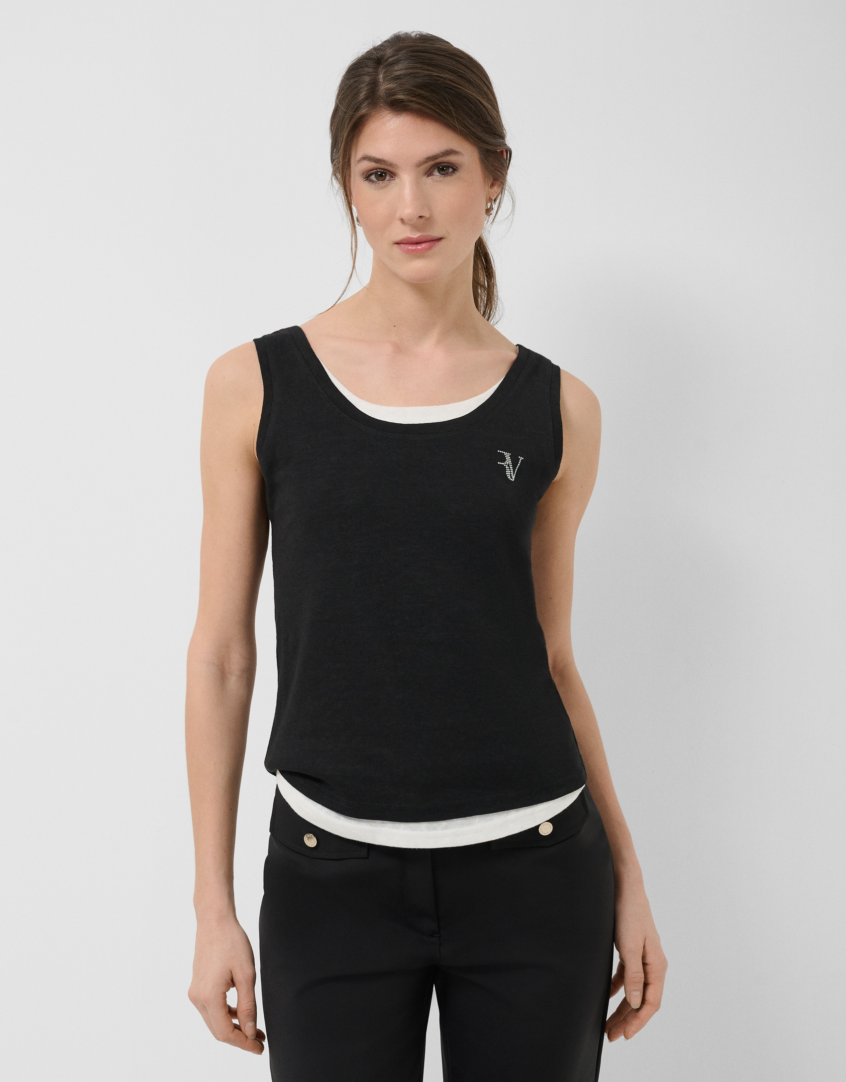 Tank top negro y blanco - Mujer - PV2026 | Roberto Verino