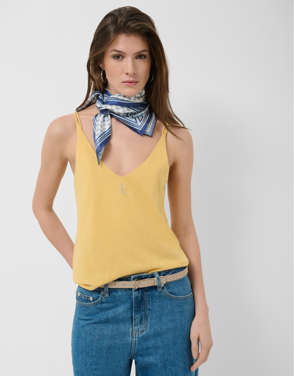 Camiseta tirante doble amarilla - Mujer | Roberto Verino