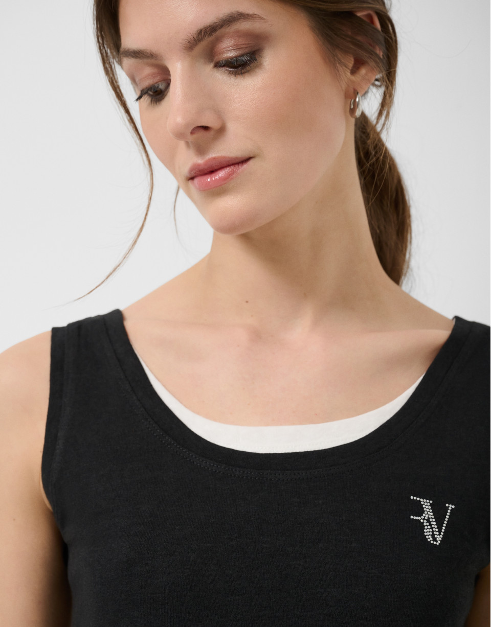 Tank top negro y blanco - Mujer - PV2026 | Roberto Verino