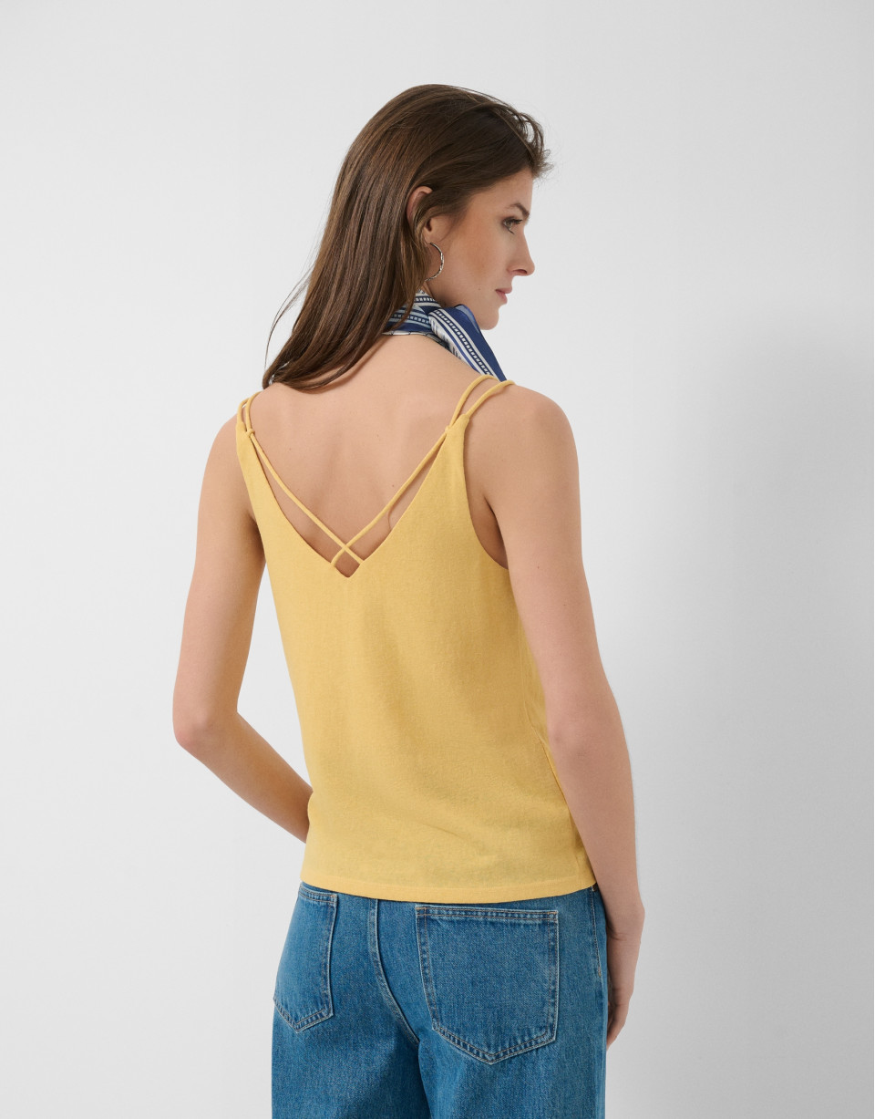 Camiseta tirante doble amarilla - Mujer | Roberto Verino