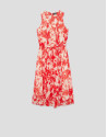Vestido midi sin mangas beige estampado ... | Roberto Verino