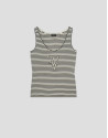 Camiseta tirantes rayas beige/negro - Mujer | Roberto Verino