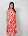 Vestido midi sin mangas beige estampado ... | Roberto Verino