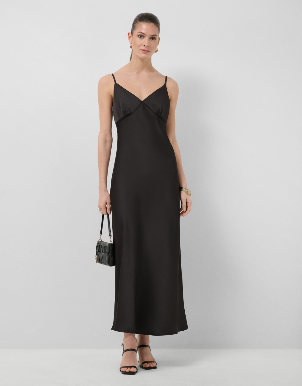 Vestido lencero de tirantes negro - Mujer | Roberto Verino