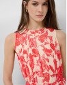 Vestido midi sin mangas beige estampado ... | Roberto Verino