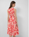 Vestido midi sin mangas beige estampado ... | Roberto Verino