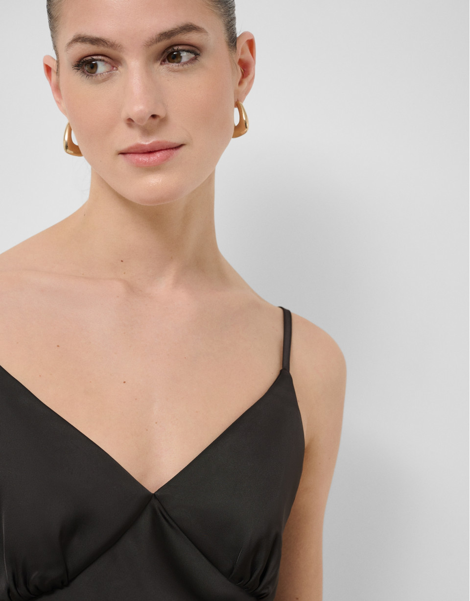 Vestido lencero de tirantes negro - Mujer | Roberto Verino
